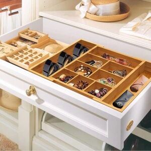 2 in. Yellow Bamboo Expandable Drawer Organizer